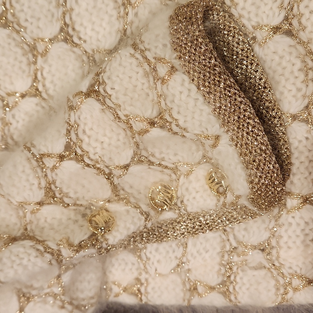 ❤️ 80s VINTAGE PETER LYNNE NEW YORK GOLD CREAM ANGORA SWEATER CARDIGAN, 10 - Picture 6 of 11